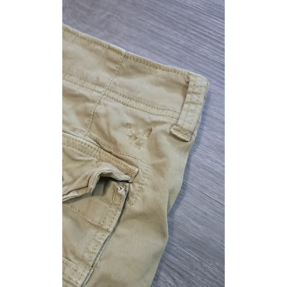 American Eagle Cargo Shorts Mens 32 Khaki Beige Longer Length Y2K Extreme Flex